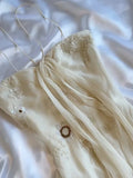 Ndyad White Spaghetti Straps Chiffon Sheath Gentle Prom Dresses with Beading HZ1024