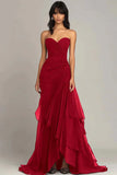 Ndyad Mermaid Dark Green Sweetheart Tulle Long Prom Dresses Formal Evening Dresses with Rufflest HZ1024