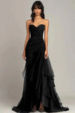 Ndyad Mermaid Dark Green Sweetheart Tulle Long Prom Dresses Formal Evening Dresses with Rufflest HZ1024