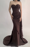 Ndyad Mermaid Dark Green Sweetheart Tulle Long Prom Dresses Formal Evening Dresses with Rufflest HZ1024