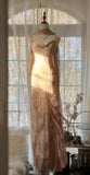 Ndyad Spaghetti Straps Printed Chiffon Sheath Sparkling Beaded Evening Dress HZ1024