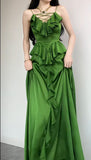 Ndyad Sapphire Blue Spaghetti Strap Simple Satin V-Neck A-Line Party Dress HZ1024