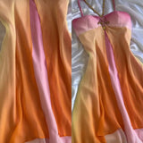Ndyad Spaghetti Straps Chiffon Colorful Party Dress Gothic Short Prom Dress Homecoming Dresses HZ1024