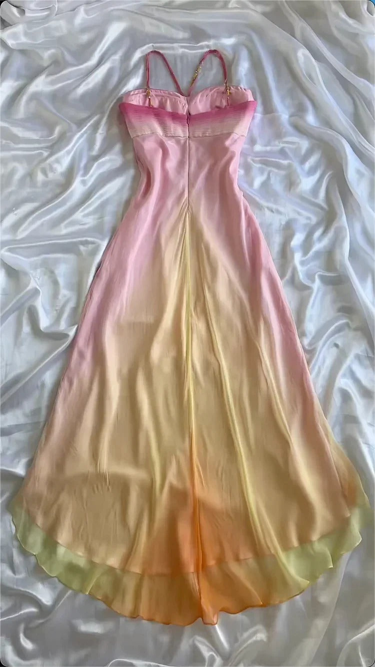 Ndyad Spaghetti Straps Chiffon Colorful Party Dress Gothic Short Prom Dress Homecoming Dresses HZ1024