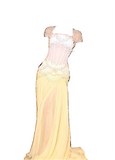 Ndyad Purple Sheath Tulle Beaded Sleeves Long Prom Dresses HZ1024