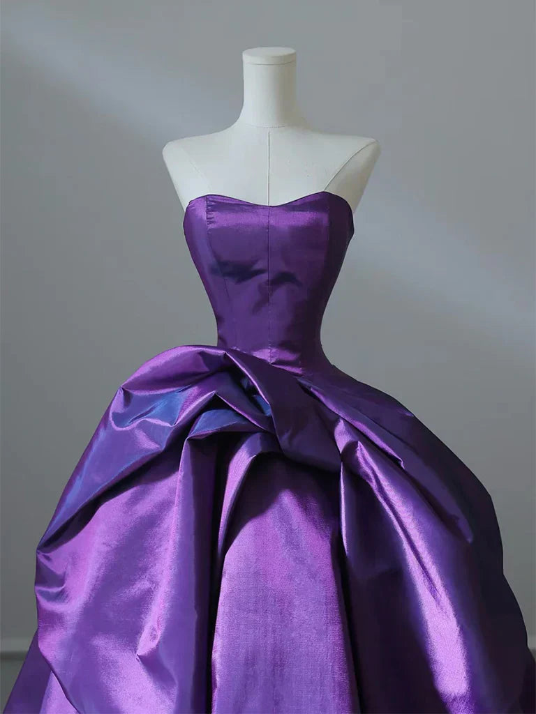 Ndyad Satin Purple Long Prom Dress?? Sweetheart Evening Gown for Special Ocassion Quinceanera Dress HZ1024