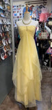 Ndyad Yellow Chiffon Cocktail Party Dresses Halter Neck Sleeveless Guest Dresses HZ1024
