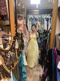 Ndyad Yellow Chiffon Cocktail Party Dresses Halter Neck Sleeveless Guest Dresses HZ1024
