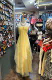 Ndyad Yellow Chiffon Cocktail Party Dresses Halter Neck Sleeveless Guest Dresses HZ1024