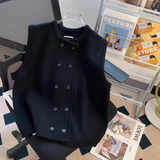 Ndyad Breasted Knitted Vest Sweater HZ1024