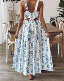 Ndyad Floral Strap Women's Dress Bow Backless Birthday HZ1024