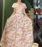 Ndyad V-Neck Printed A-Line Garden Wedding Guest Dress HZ1024
