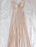 Ndyad Champagne Spaghetti Straps Guest Dresses Sheath Pleated Chiffon Fashion Prom Dress with Backless HZ1024
