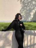 Ndyad turtleneck two-piece knitted sweater dress HZ1024