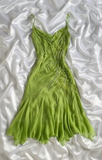 Ndyad Bud Green Sheath Short Prom Dresses Chiffon Beaded Backless Party Dress HZ1024