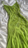 Ndyad Bud Green Sheath Short Prom Dresses Chiffon Beaded Backless Party Dress HZ1024
