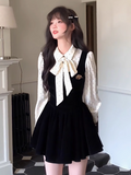 Ndyad French Polka Dot Velvet Fake Two-Piece Dress HZ1024