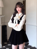 Ndyad French Polka Dot Velvet Fake Two-Piece Dress HZ1024