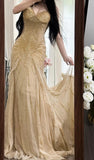 Ndyad Spaghetti Straps Beaded Chiffon Mermaid Prom Dresses Vintage Evening Gowns HZ1024