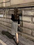 Ndyad retro velvet high waist skirt suit HZ1024