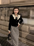 Ndyad retro velvet high waist skirt suit HZ1024