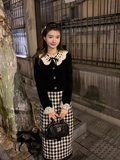 Ndyad retro velvet high waist skirt suit HZ1024