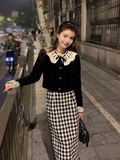 Ndyad retro velvet high waist skirt suit HZ1024