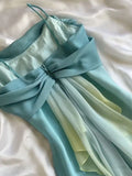 Ndyad Pink Sheath Spaghetti Straps Fairytale Chiffon Long Prom Dresses Vintage Party Dress HZ1024