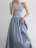 Ndyad knitted patchwork sleeveless suspender long dress HZ1024