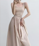 Ndyad knitted patchwork sleeveless suspender long dress HZ1024