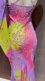 Ndyad Purple Mermaid Spaghetti Straps Chiffon Beaded Prom Dresses Stunning Formal Evening Gowns HZ1024