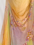 Ndyad Yellow Pink Spaghetti Straps Chiffon Embroidered Appliques Mermaid Prom Dresses Formal Evening Gowns HZ1024