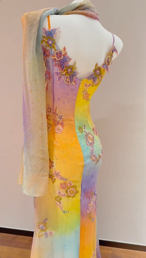 Ndyad Yellow Pink Spaghetti Straps Chiffon Embroidered Appliques Mermaid Prom Dresses Formal Evening Gowns HZ1024