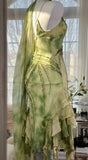 Ndyad Green Spaghetti Straps Sheath Party Dresses Chiffon Beaded Short Y2K Prom Dresses HZ1024