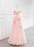 Ndyad Pink Off-the-shoulder A-Line Tulle Wedding Dress HZ1024