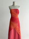 Ndyad Orange Strapless A-Line Chiffon Satin Ball Dress Formal Evening Gowns HZ1024