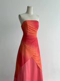 Ndyad Orange Strapless A-Line Chiffon Satin Ball Dress Formal Evening Gowns HZ1024