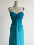Ndyad Gradient Blue Spaghetti Straps Sheath Chiffon Prom Dresses Evening Dress Gowns HZ1024