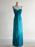 Ndyad Gradient Blue Spaghetti Straps Sheath Chiffon Prom Dresses Evening Dress Gowns HZ1024