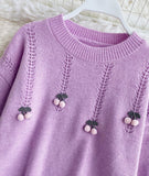 Ndyad Cherry Round Neck Long Sleeve Sweater HZ1024