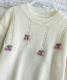 Ndyad Cherry Round Neck Long Sleeve Sweater HZ1024