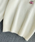 Ndyad Cherry Round Neck Long Sleeve Sweater HZ1024