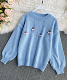 Ndyad Cherry Round Neck Long Sleeve Sweater HZ1024