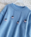 Ndyad Cherry Round Neck Long Sleeve Sweater HZ1024