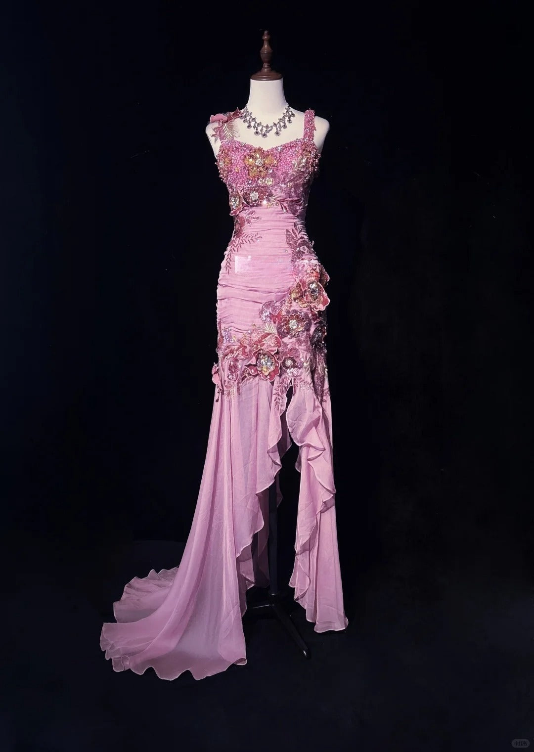 Ndyad Mauve Square Neck Mermaid Chiffon Applique Long Prom Dresses Vintage Formal Evening Gowns HZ1024