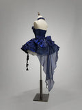 Ndyad Deep Royal Blue Strapless A-Line Lolita Prom Dresses Homecoming Dress HZ1024