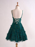 Ndyad Lavender Spaghetti Straps A-Line Tulle Applique Short Prom Dresses Homecoming Dress with Sequins HZ1024
