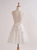 Ndyad Lavender Spaghetti Straps A-Line Tulle Applique Short Prom Dresses Homecoming Dress with Sequins HZ1024