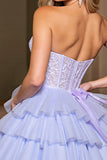 Ndyad Lavender Sweetheart A-Line Tulle Lace Short Prom Dresses Homecoming Dresses HZ1024