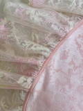 Ndyad Pink Spaghetti Straps A-Line Satin Jacquard Lace Short Prom Dresses Homecoming Dresses with Beading HZ1024